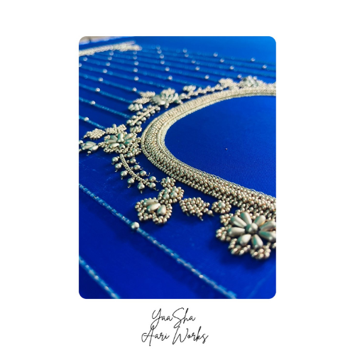 Pattu pavadai work with beads