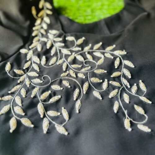 Elegant Aari Work on Black Fabric